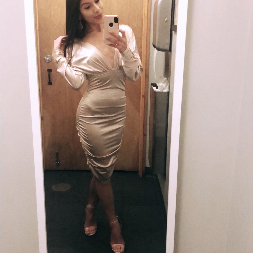 light pink satin dress